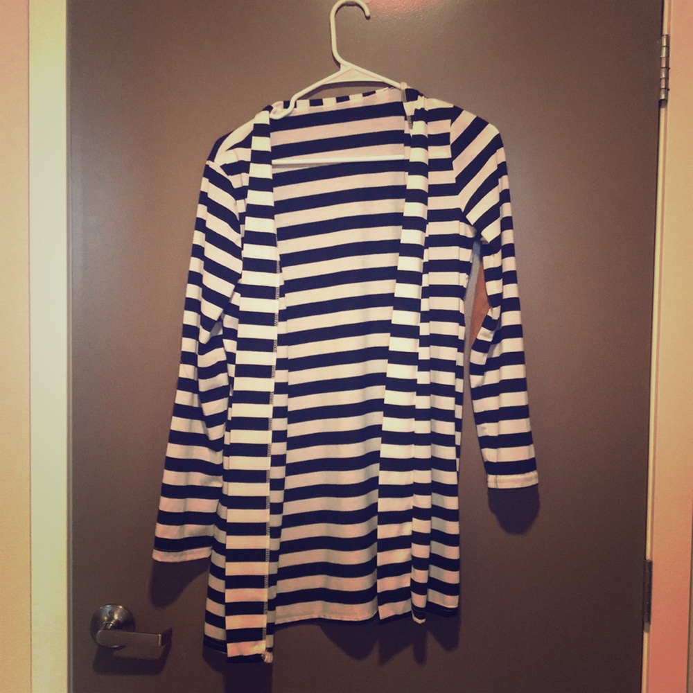 Striped cardigan with elbow patches